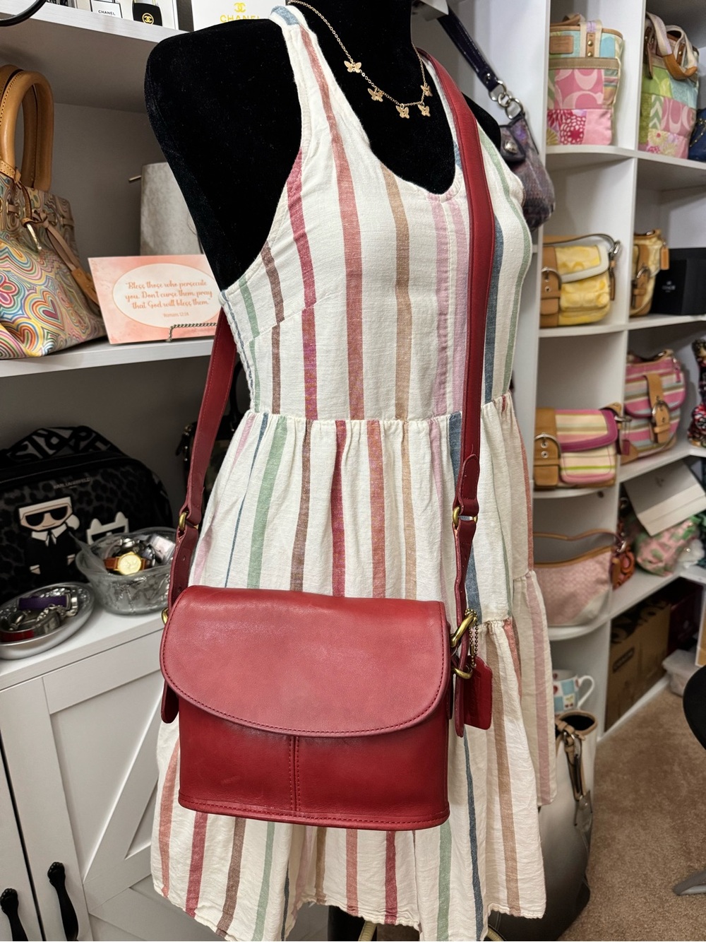 Coach 1990s Red Equestrian Small Flap Crossbody